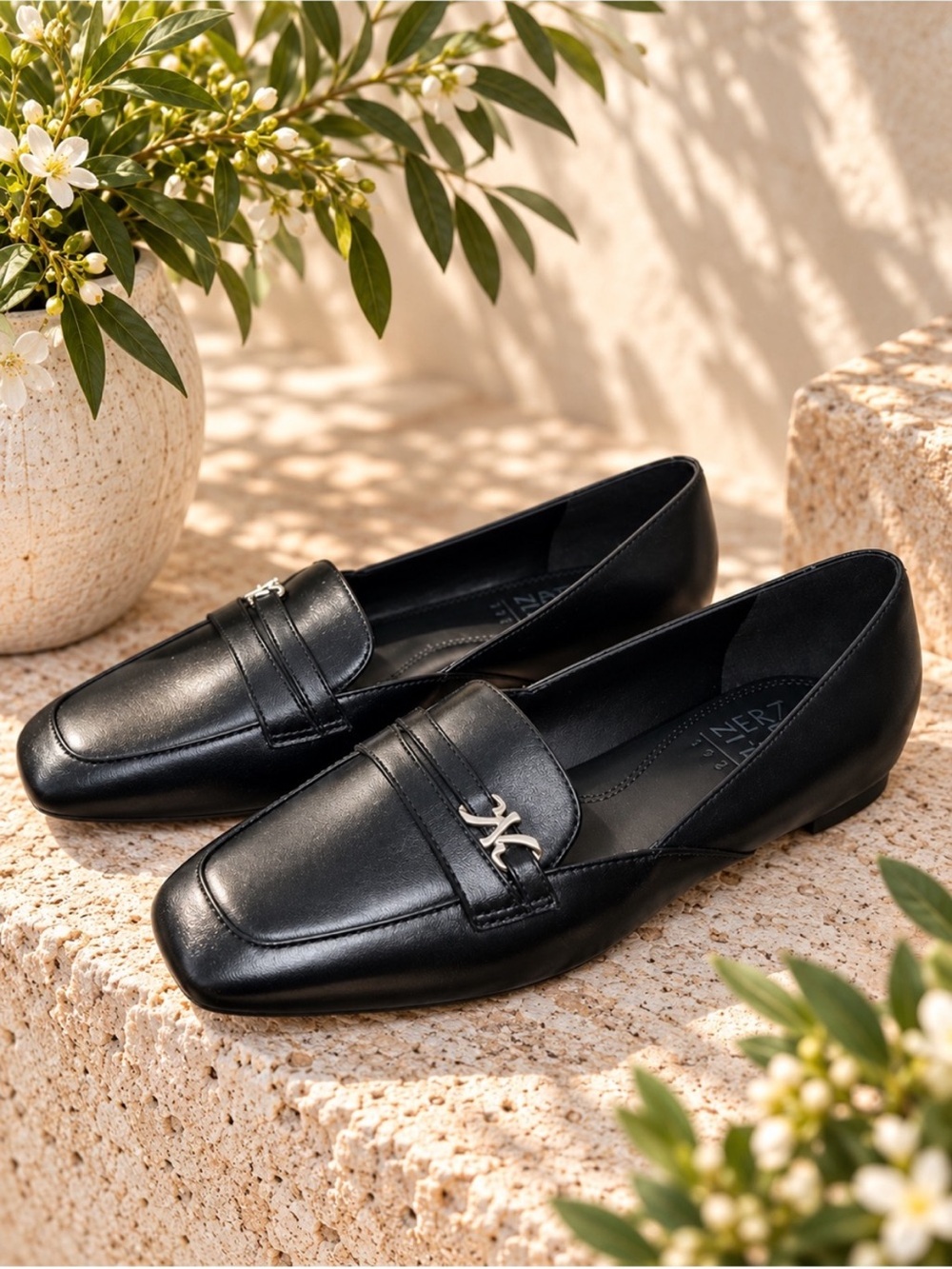 NIB Naturalizer Create Black Leather Slip On Loafers Women's 7M Square Toe - Picture 8 of 15